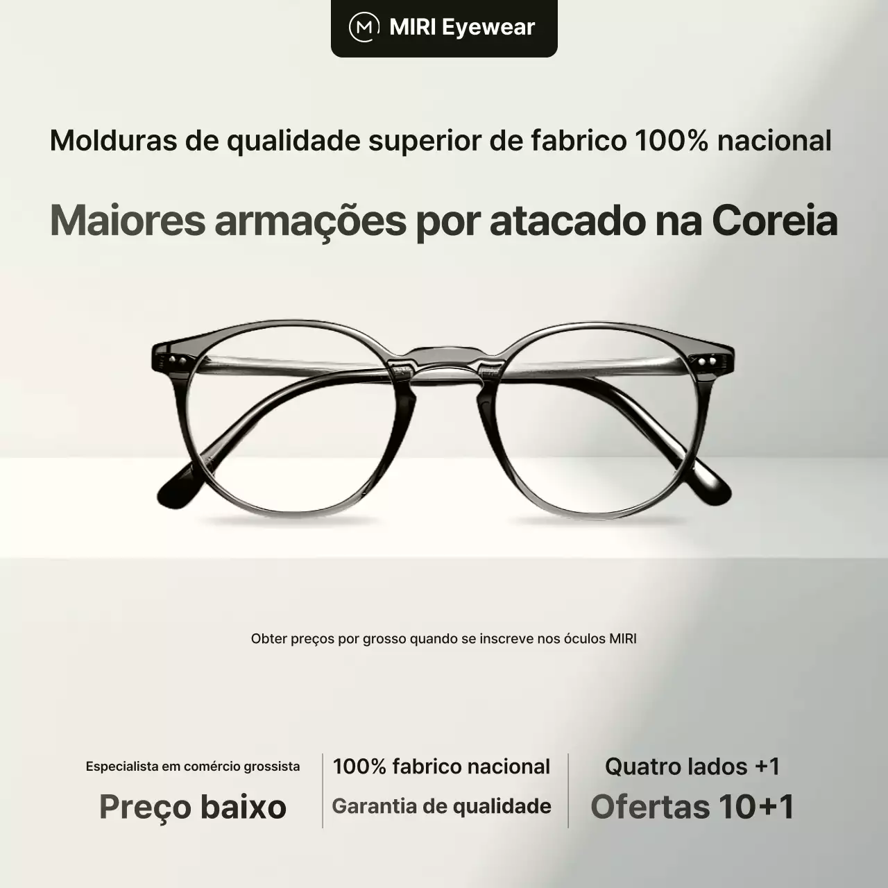 Anúncio de armações de óculos bege para atacado