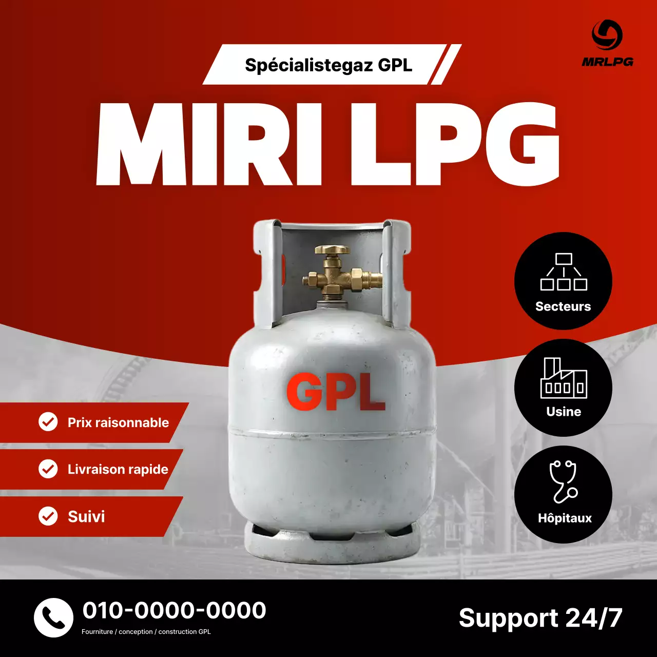 Promotion de l'approvisionnement en gaz moderne rouge