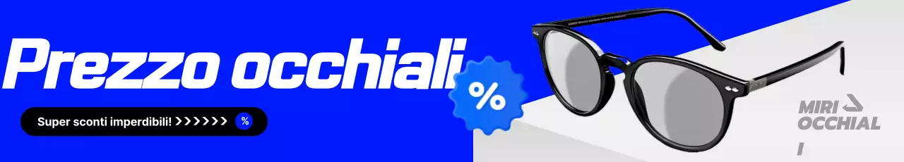 Pubblicità di occhiali moderni blu