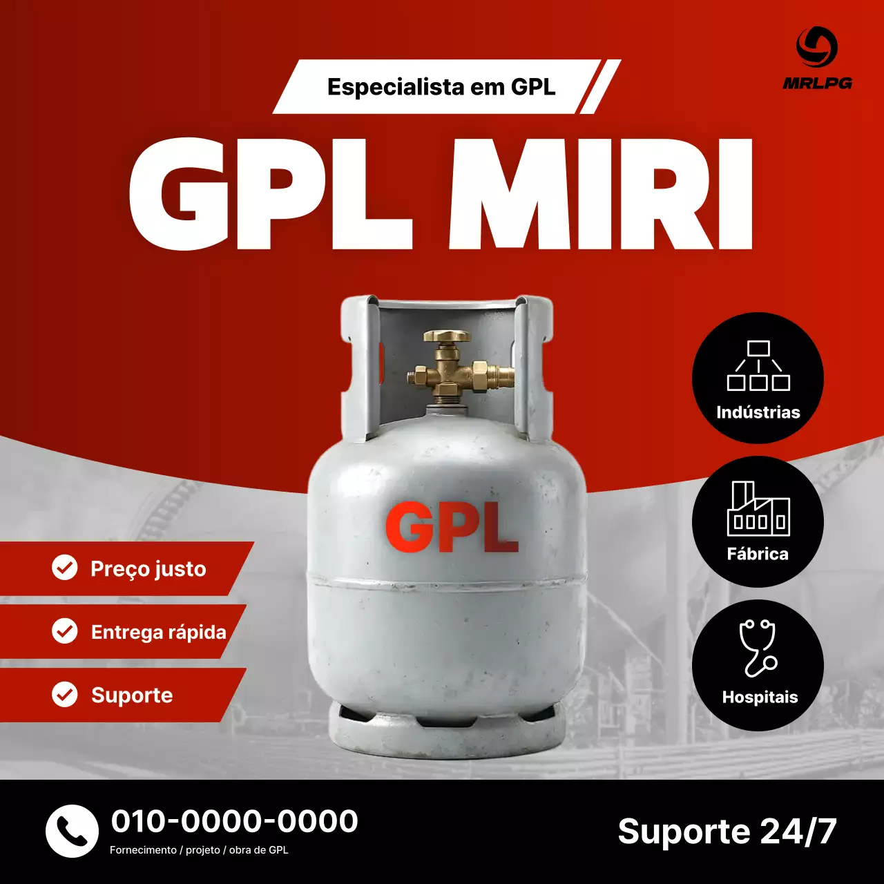 Promoção de Fornecimento de Gás Moderno Vermelho