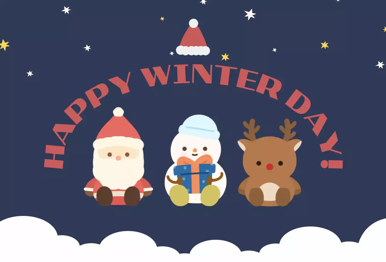 남색 아기자기한 겨울 밤하늘 레터