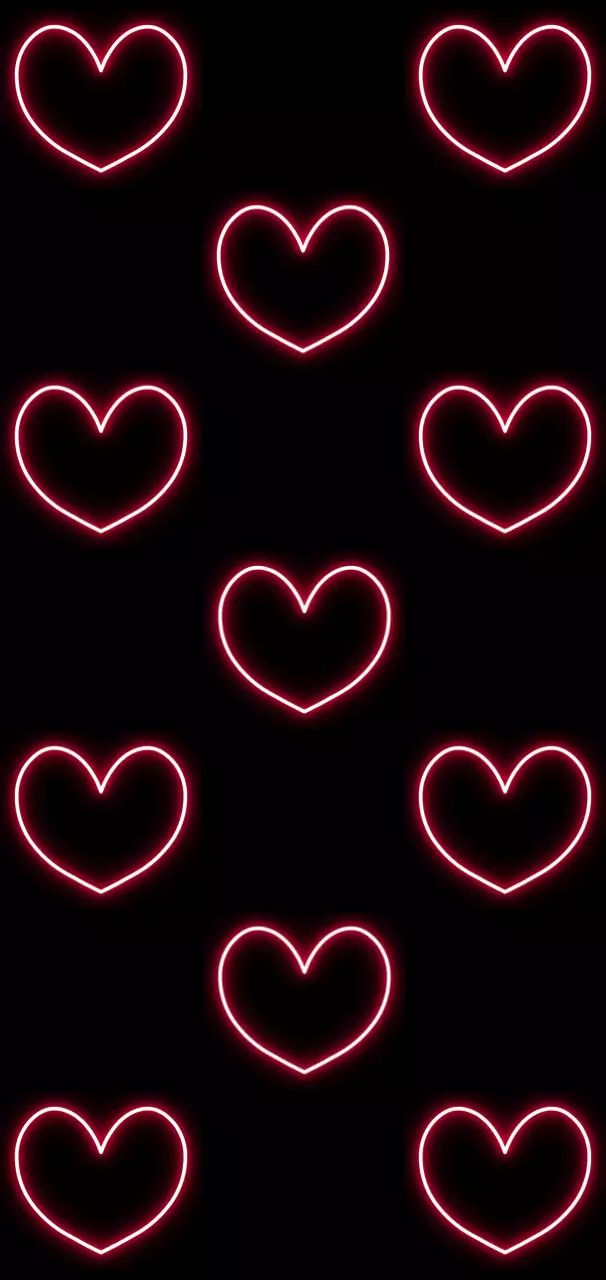 네온 빨간 하트 패턴