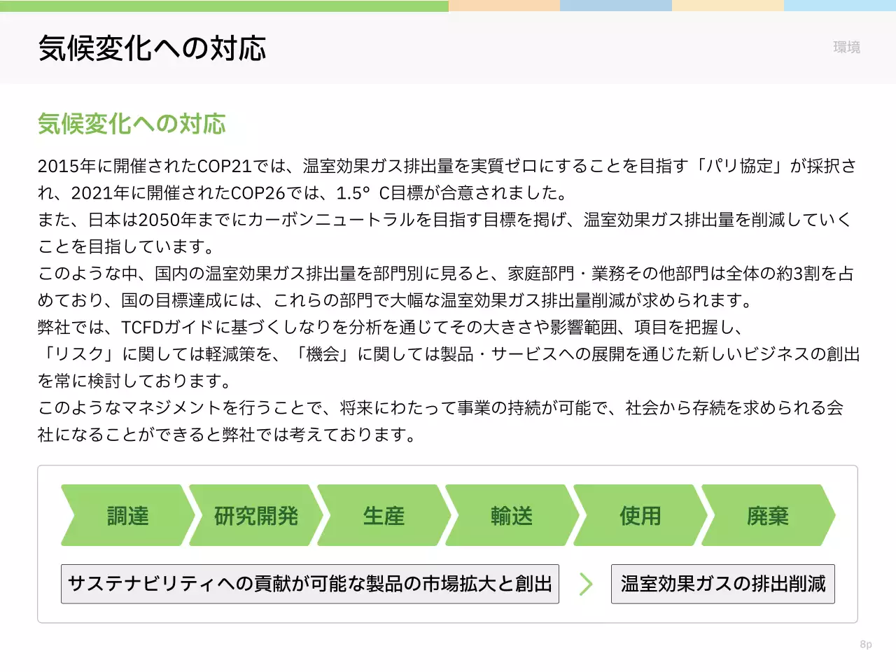 緑 シンプル 環境 レポート プレゼンテーション