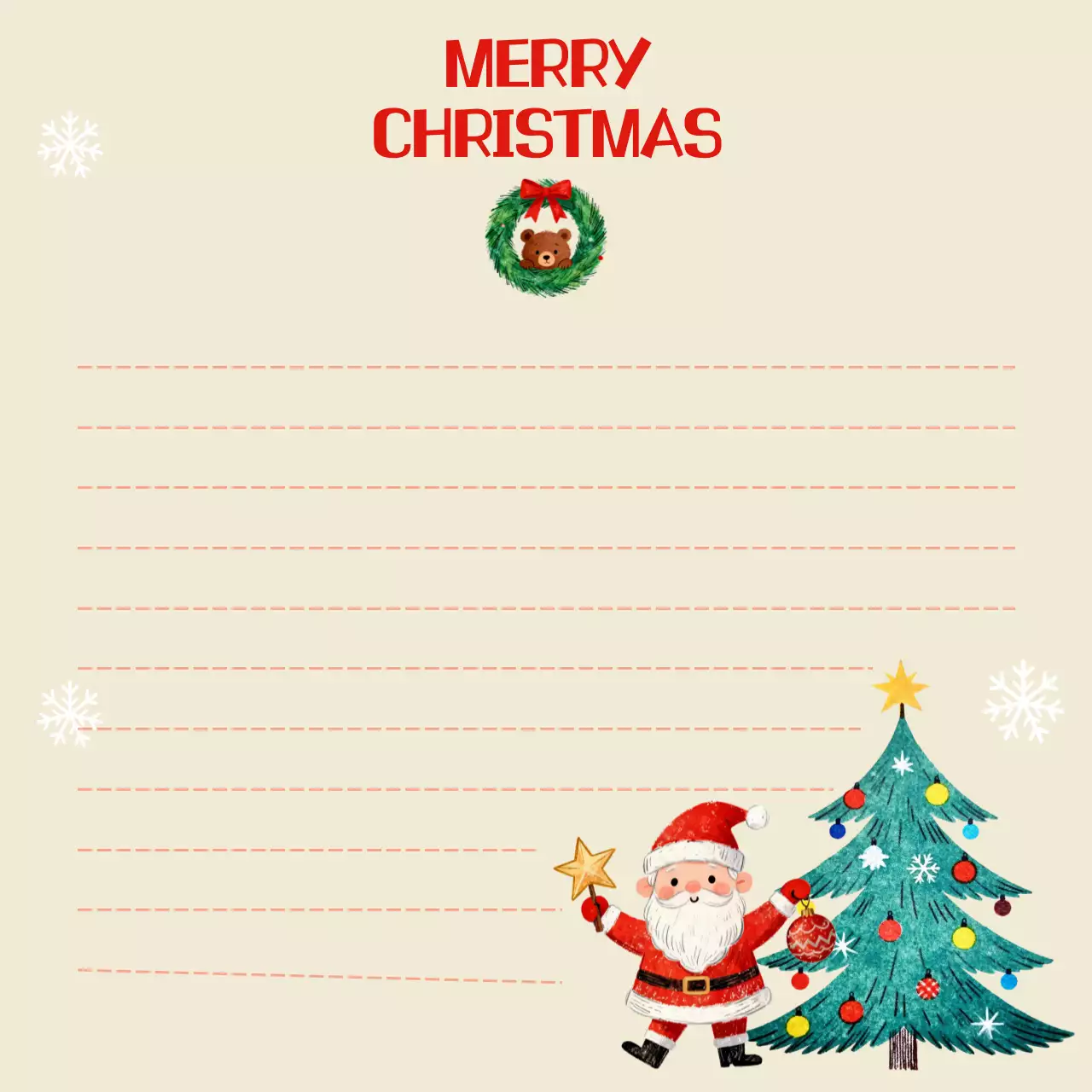 베이지 아기자기한 크리스마스 엽서