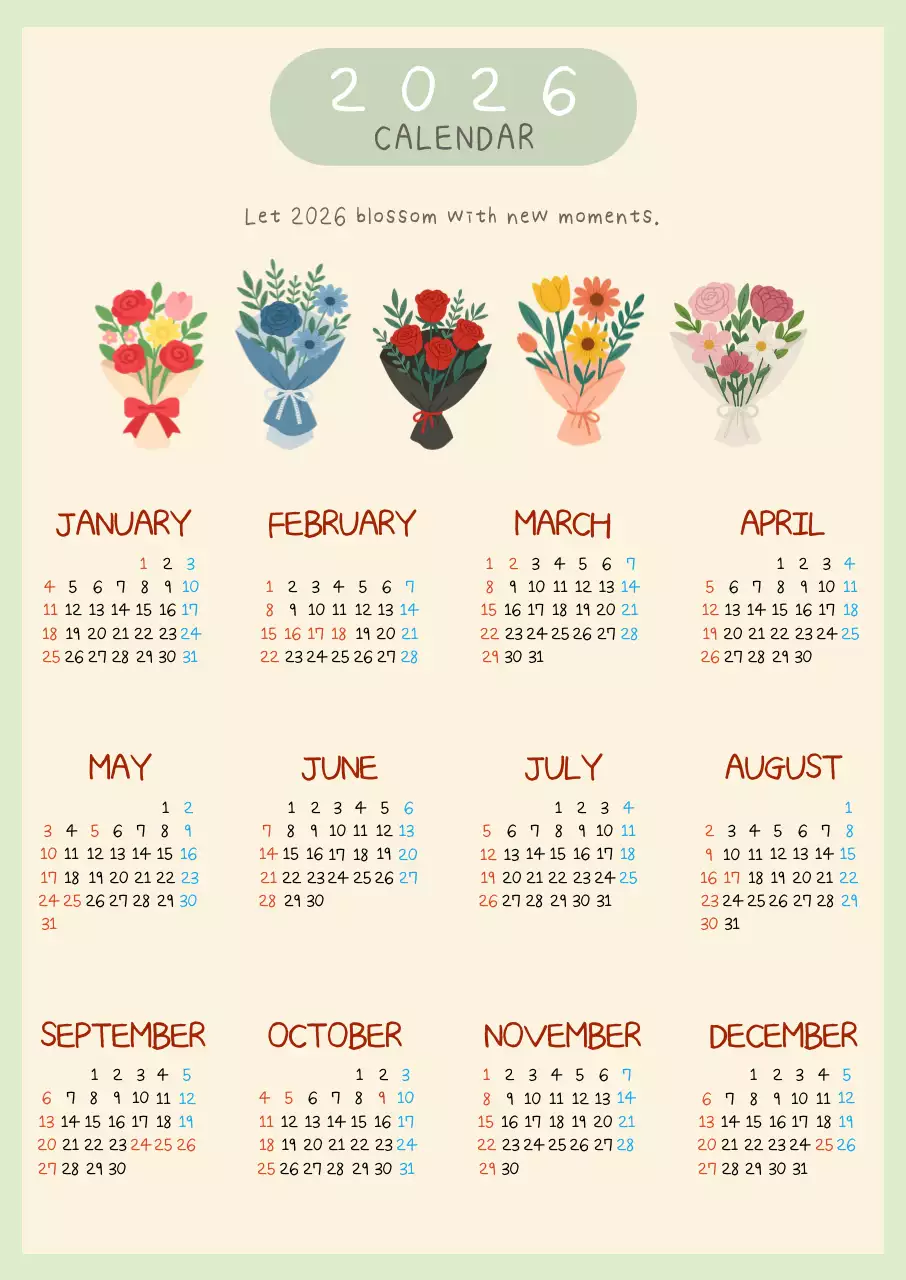 베이지 아기자기한 달력