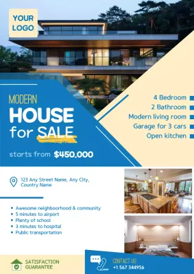 Promosi Properti Geometris dalam Nuansa Biru dan Kuning