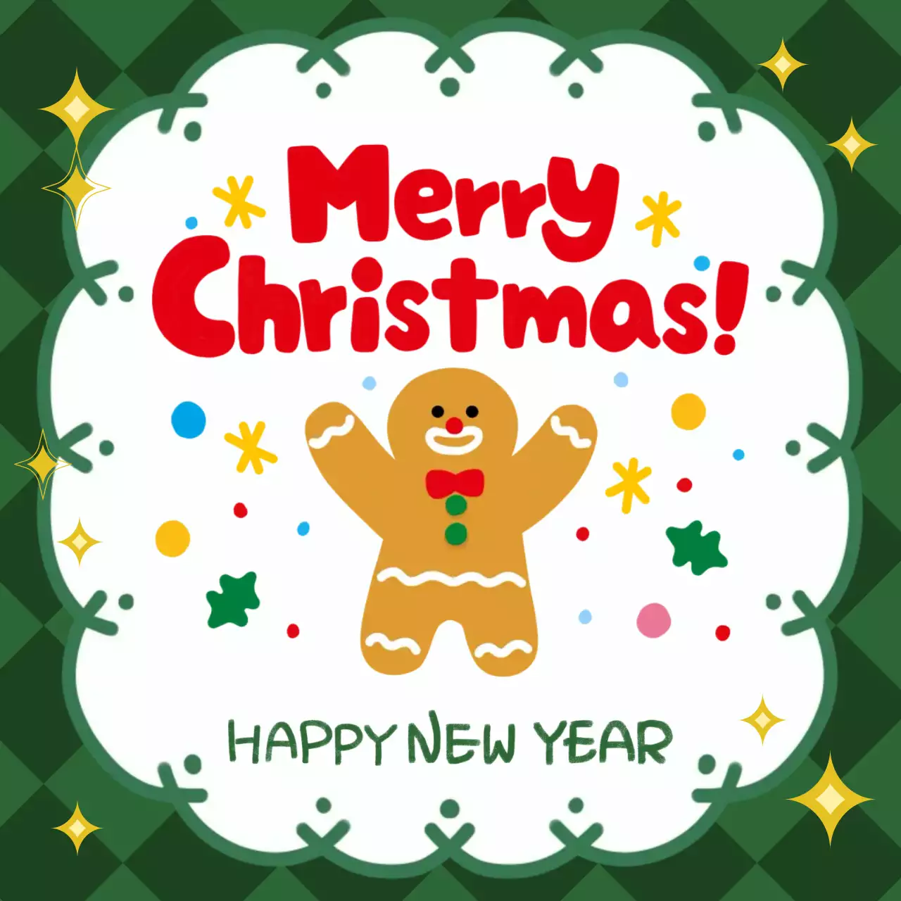 초록 아기자기한 크리스마스 카드