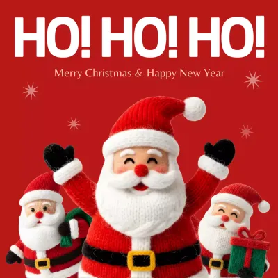 빨강 산타 크리스마스 배너 카드