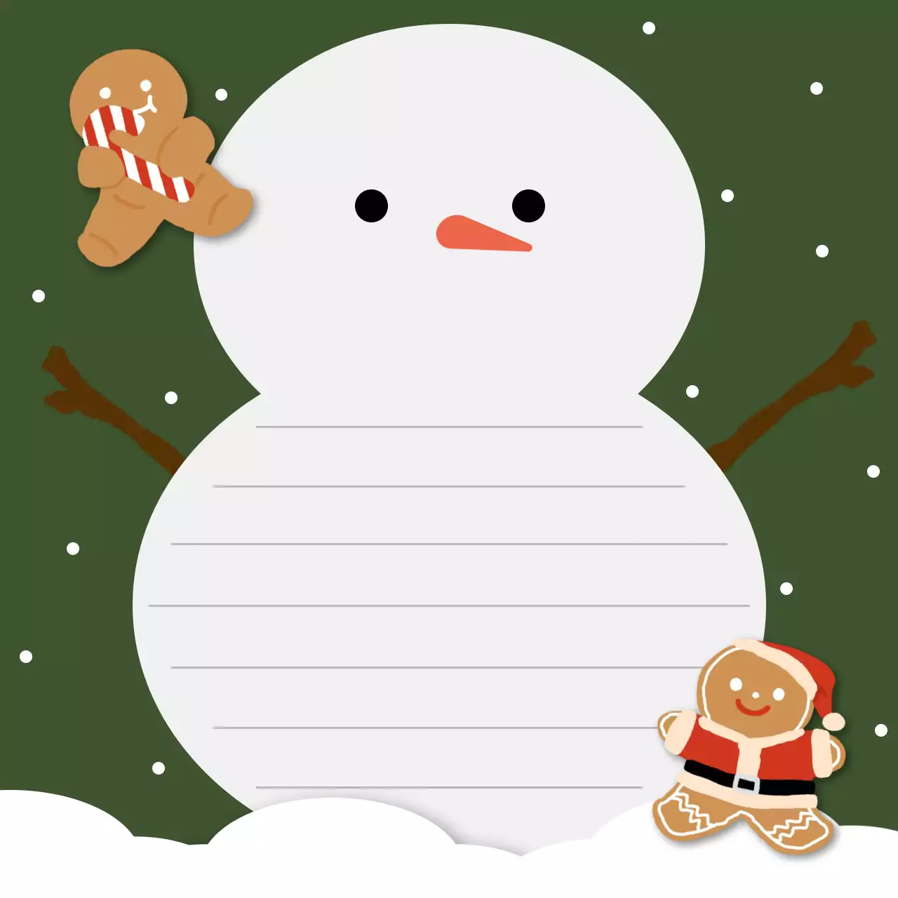 초록 눈사람과 쿠키 크리스마스 노트