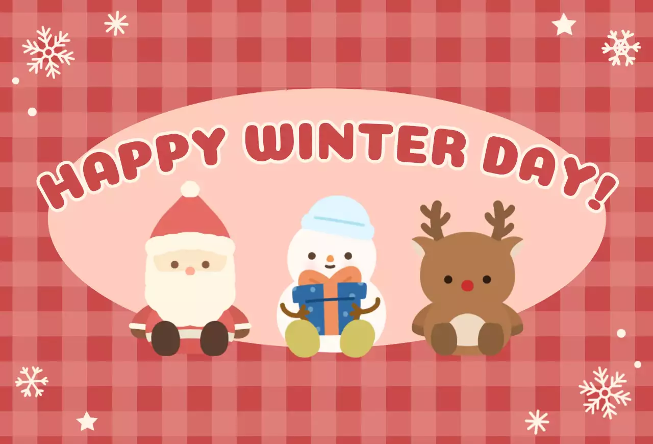 빨강 아기자기한 겨울 체크 레터