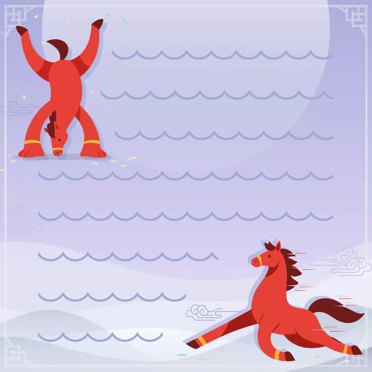 연보라 아기자기한 붉은말 캐릭터