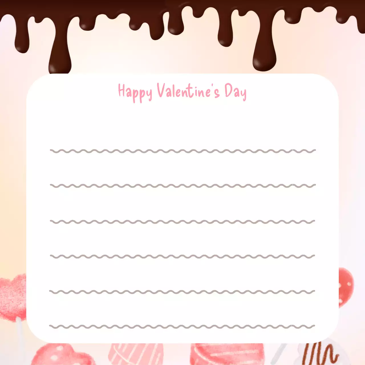 갈색 아기자기한 발렌타인데이 프레임