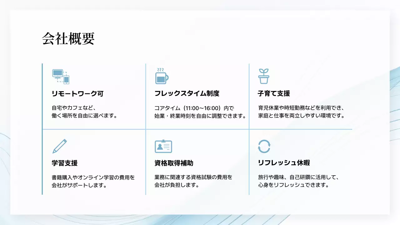 青 シンプル 採用 プレゼンテーション