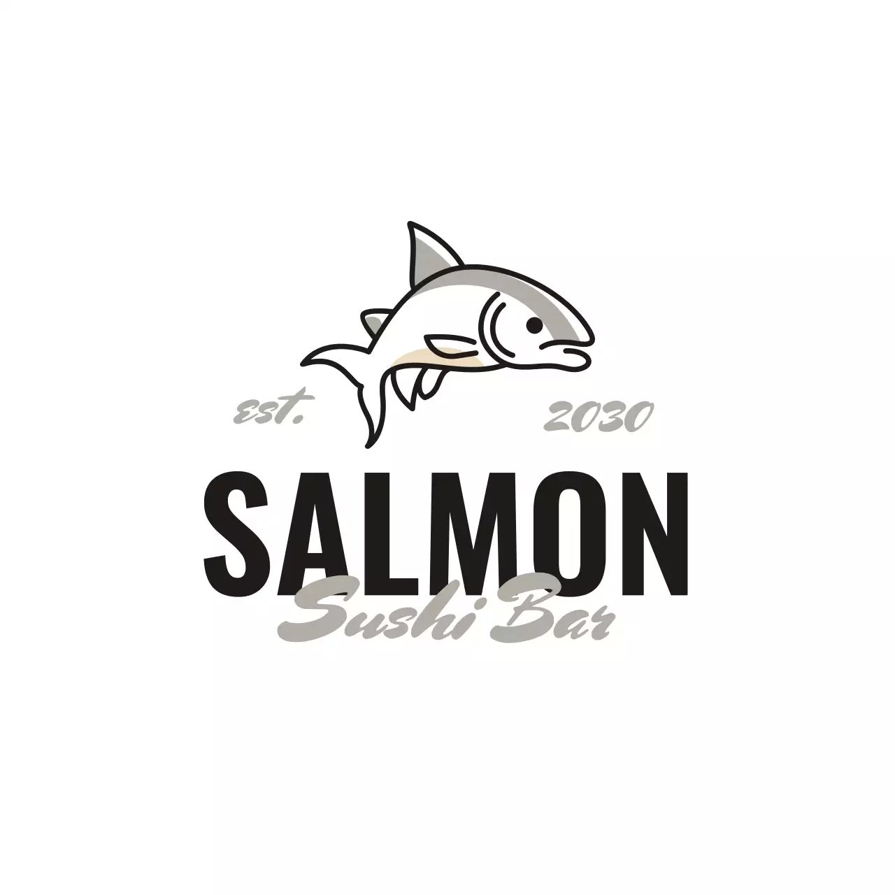 Black Minimal Sushi Salmon for Brand Identity