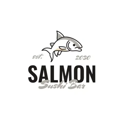 Sushi Salmon Minimalis Hitam untuk Identitas Merek