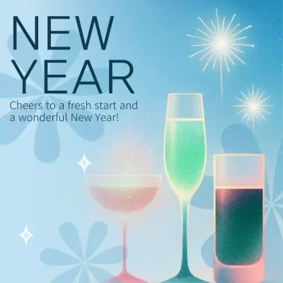 하늘색 모던 새해 축제