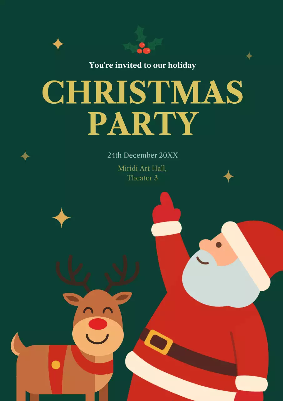 초록 빈티지 크리스마스 연말 초대장