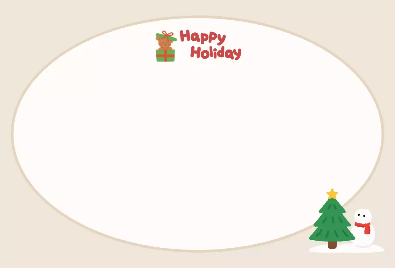 베이지 아기자기한 겨울 캐릭터 레터