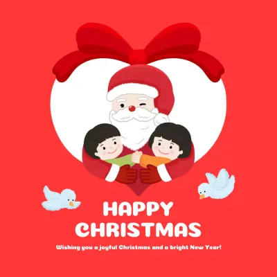빨강색 아기자기한 크리스마스 인사