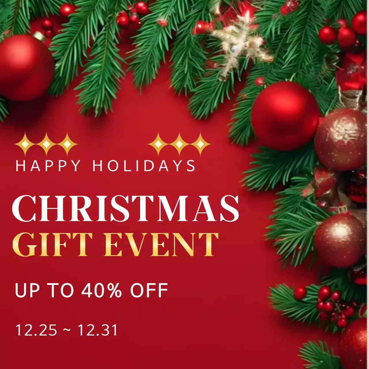 빨강 모던 크리스마스 할인 행사