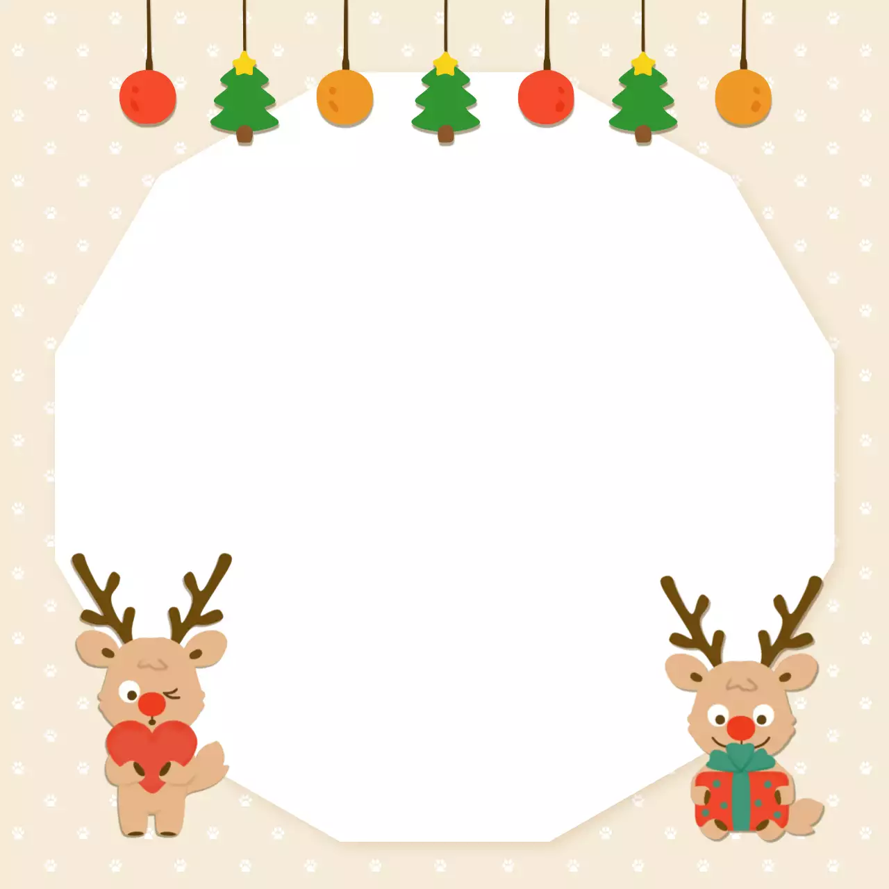 베이지 아기자기한 겨울 루돌프 미니 노트