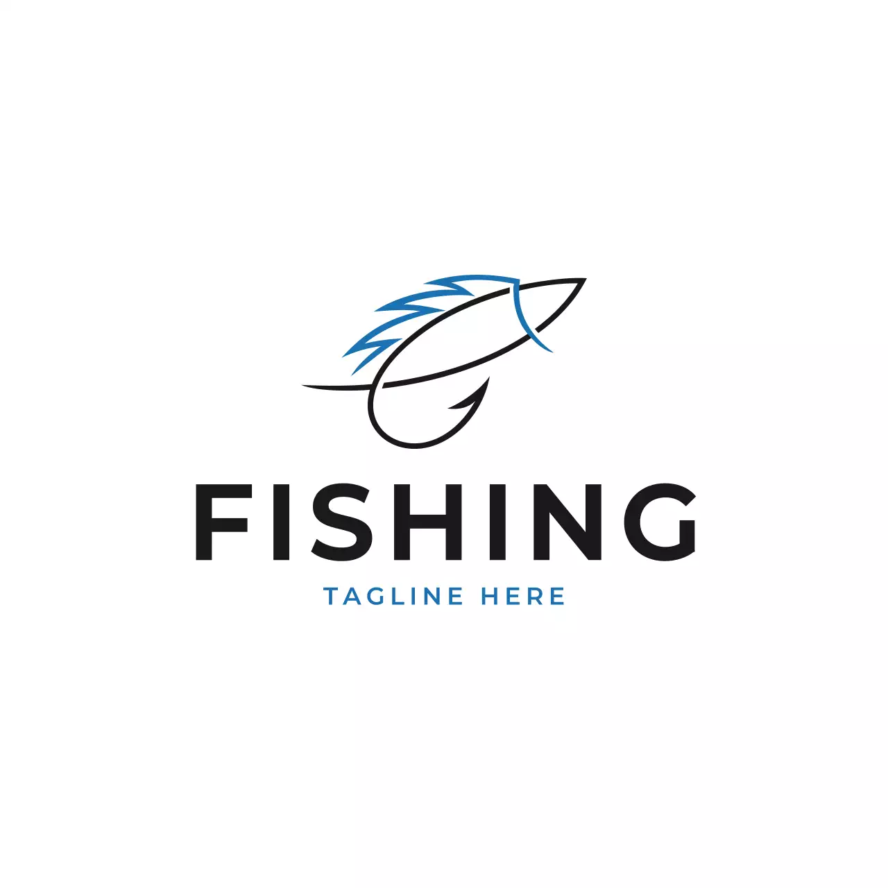 blue minimalist fishing advertisement