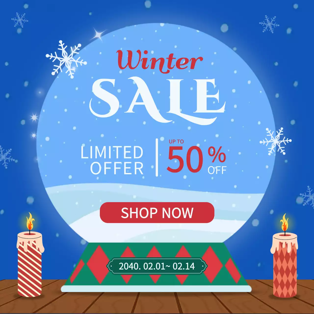 블루 아기자기한 겨울 할인 행사