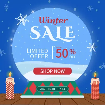 블루 아기자기한 겨울 할인 행사