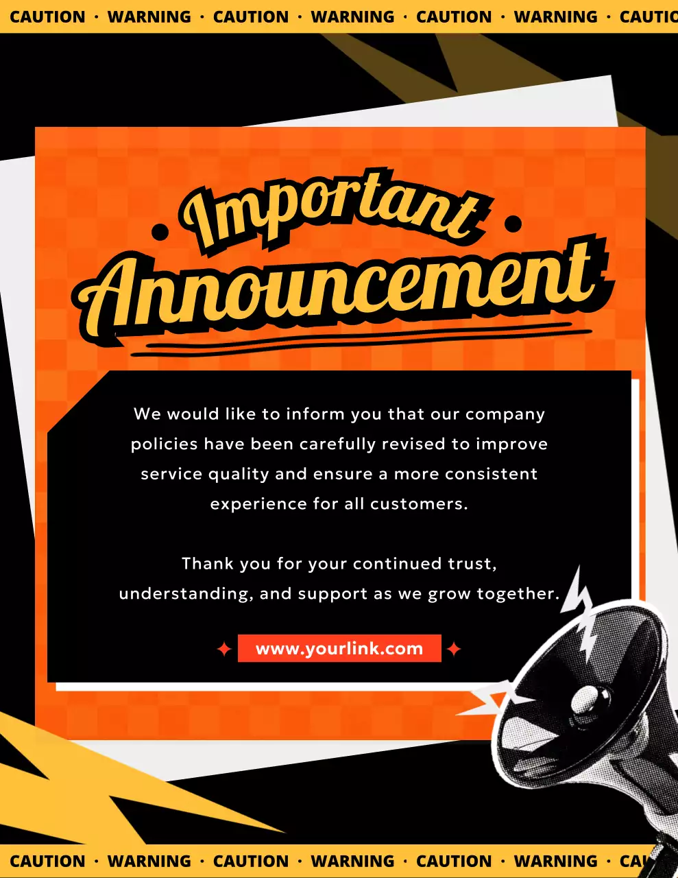 주황색 굵은 글씨 공지사항