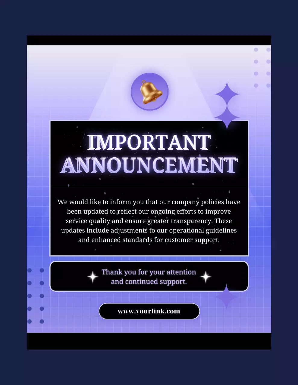 Purple Modern Announcement Notice