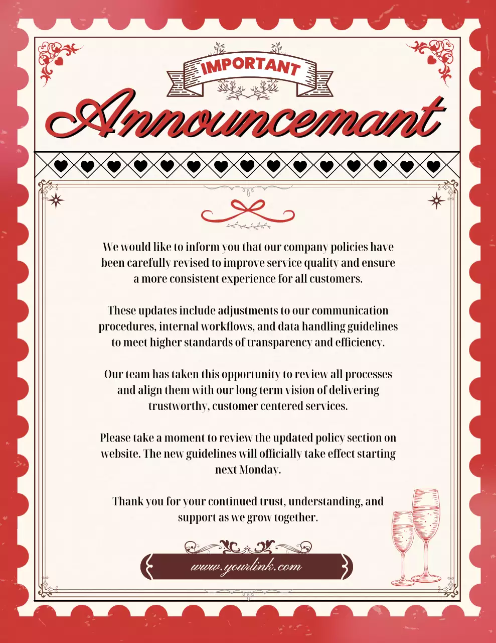 Red Elegant Announcement Notice
