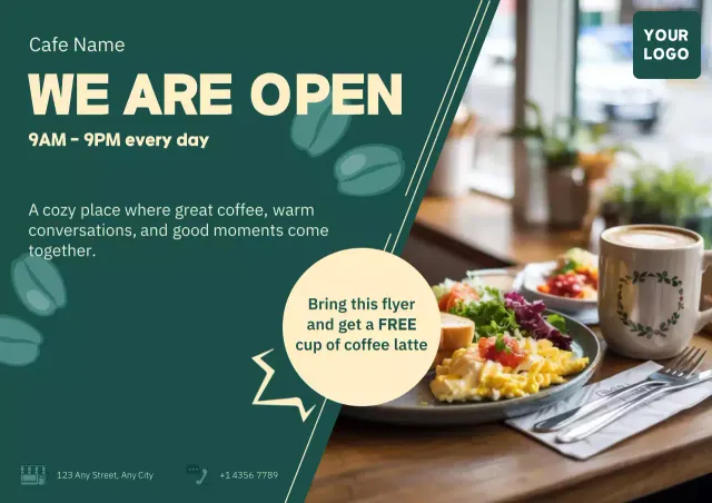Modern Cafe Promotion with Green Color