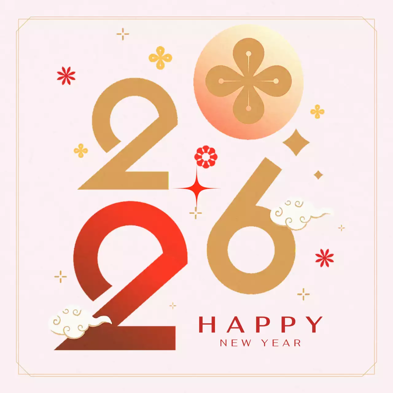 빨강 심플 새해 엽서