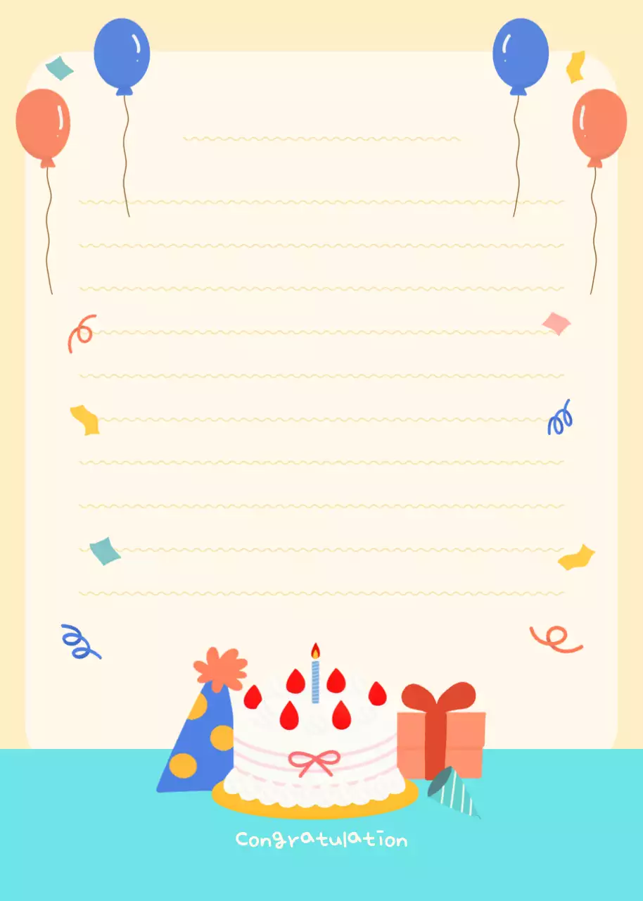 연노랑 아기자기한 생일 초대