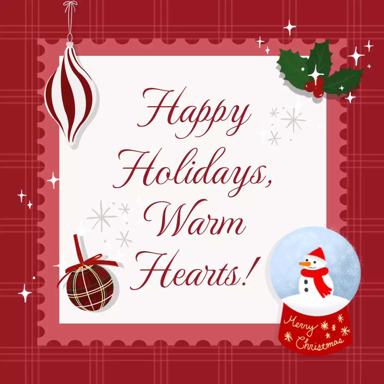 빨강 빈티지 크리스마스 엽서