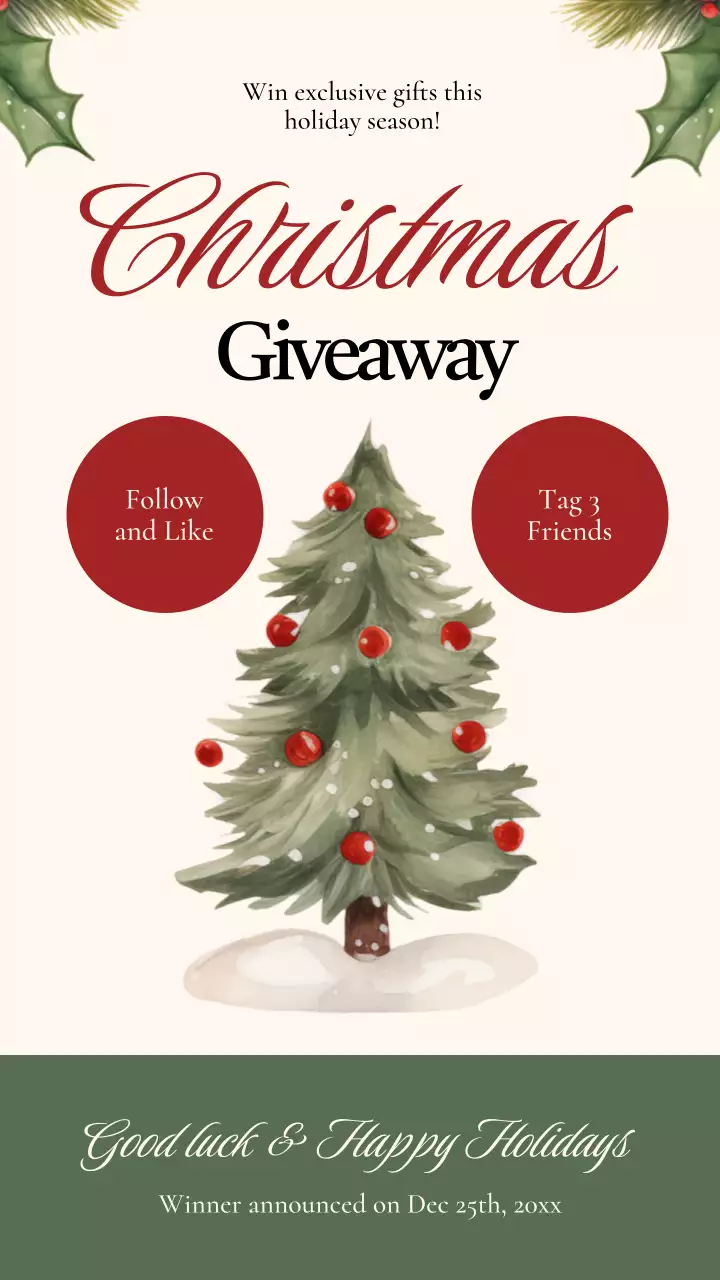 green classic christmas holiday giveaway promotion