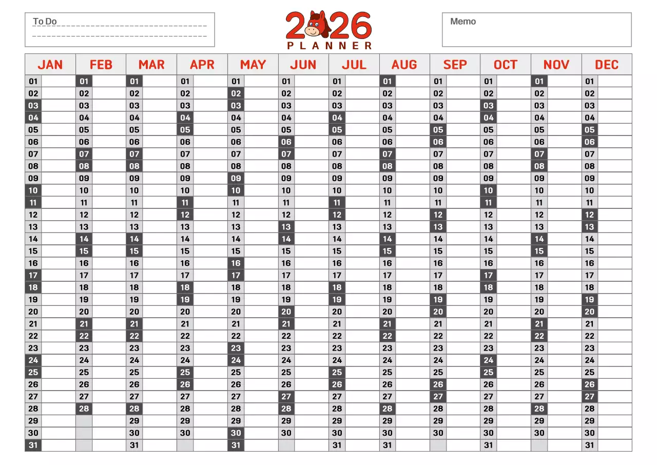회색 심플 연간 계획 디자인