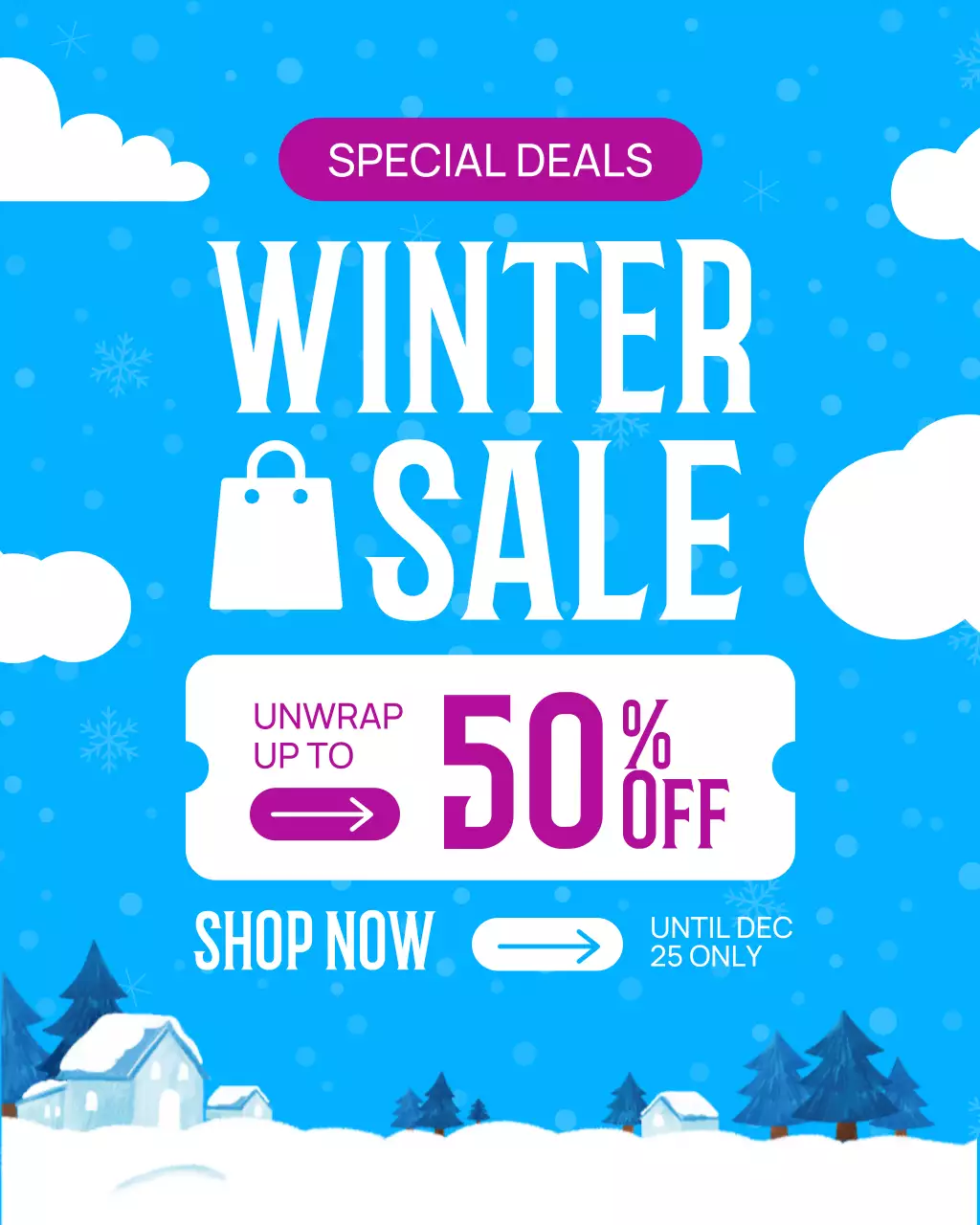 blue modern winter sale promotion