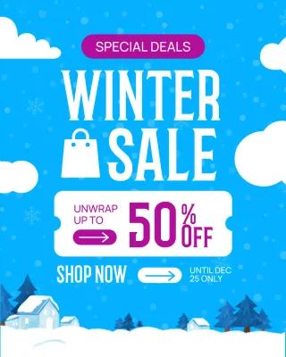blue modern winter sale promotion
