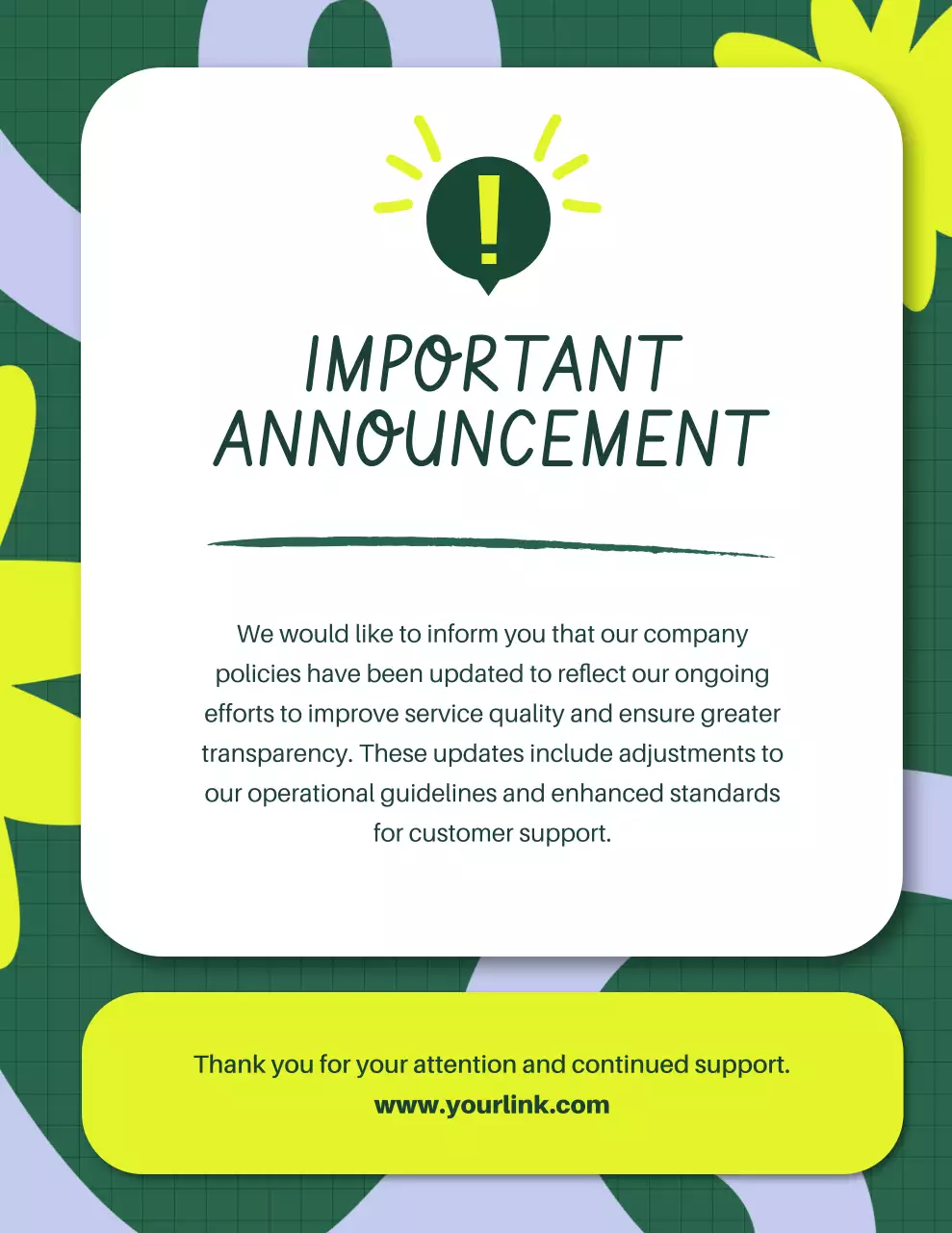 Green Modern Announcement Notice Letter