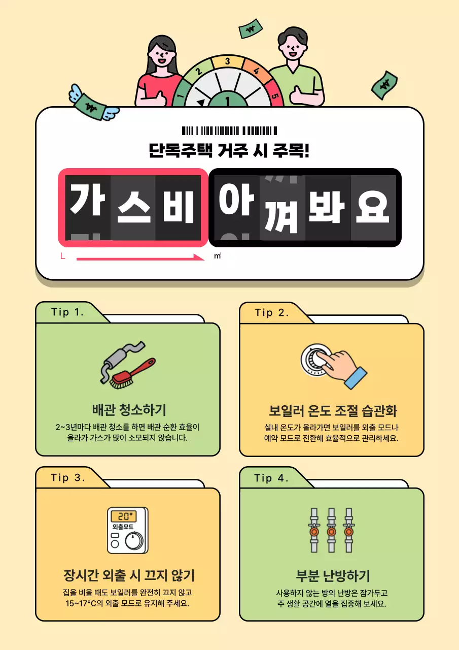 베이지 아기자기한 난방 안전 지침