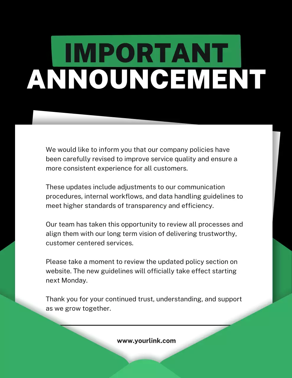 Surat Pemberitahuan Pengumuman Hijau Modern