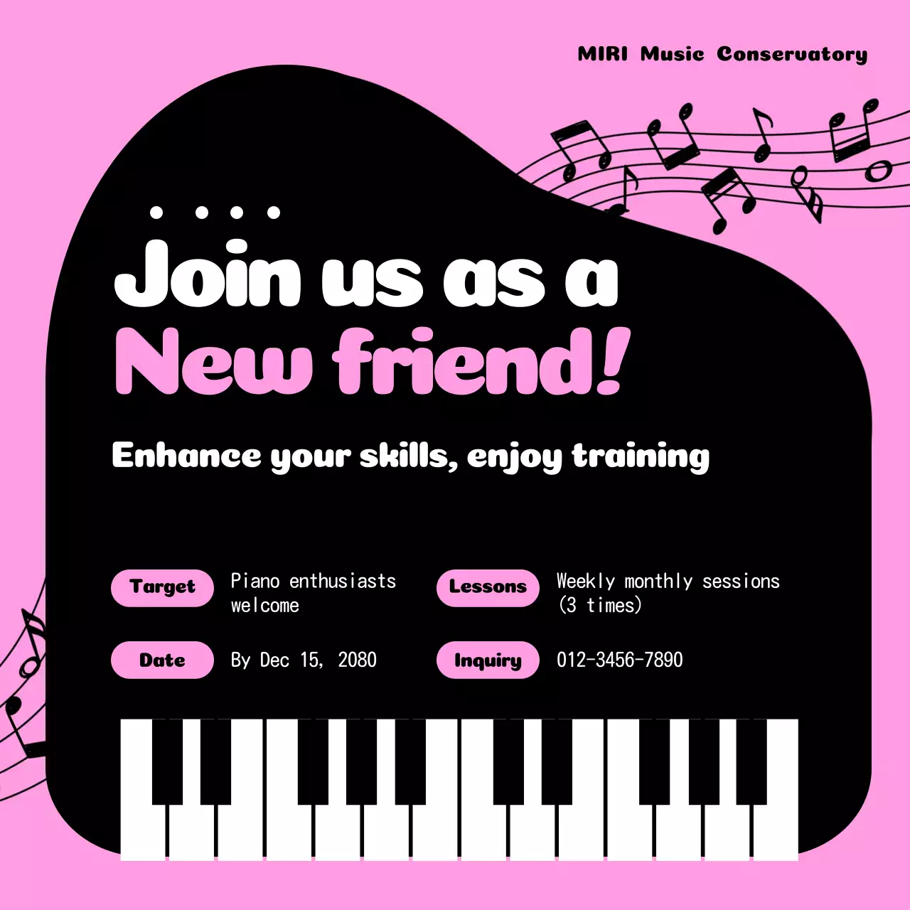 pink retro music invitation