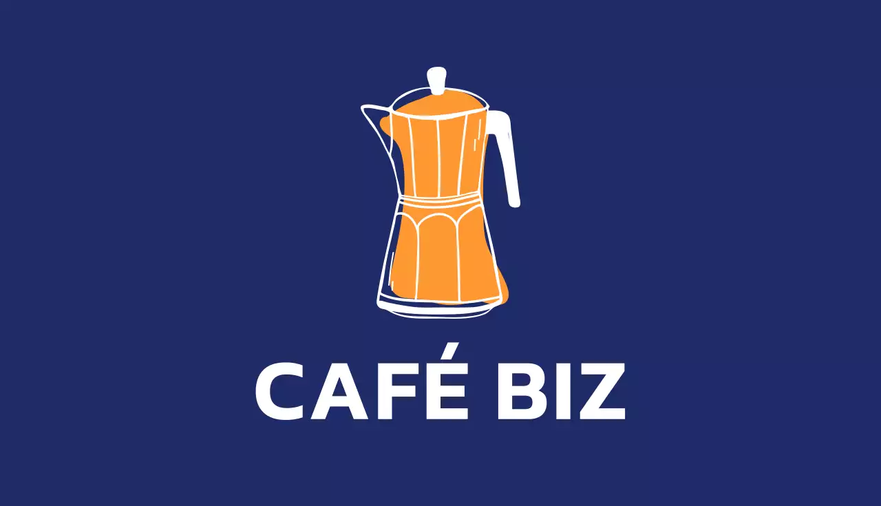 남색 심플 카페 로고 명함