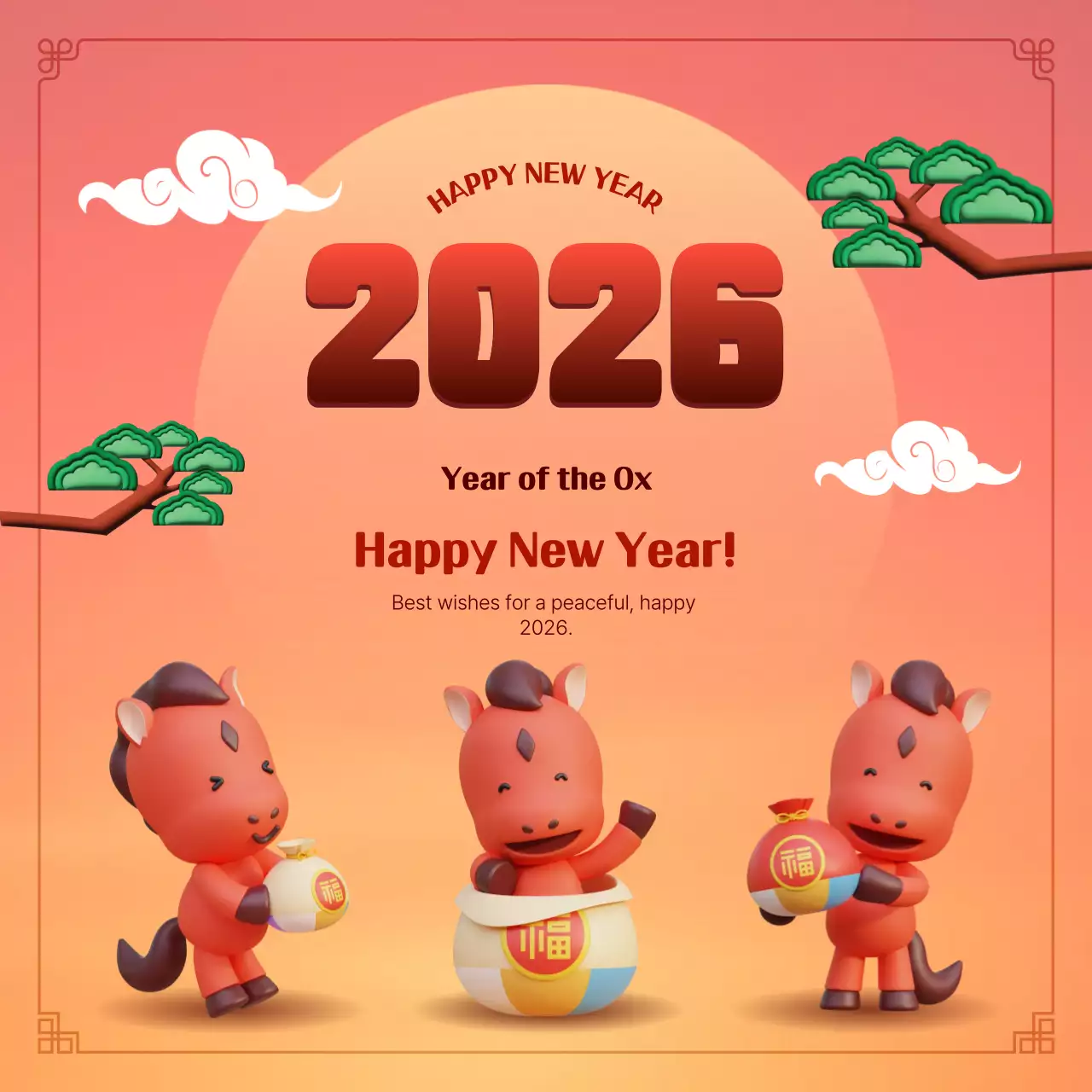 Orange Baby New Year's Greetings