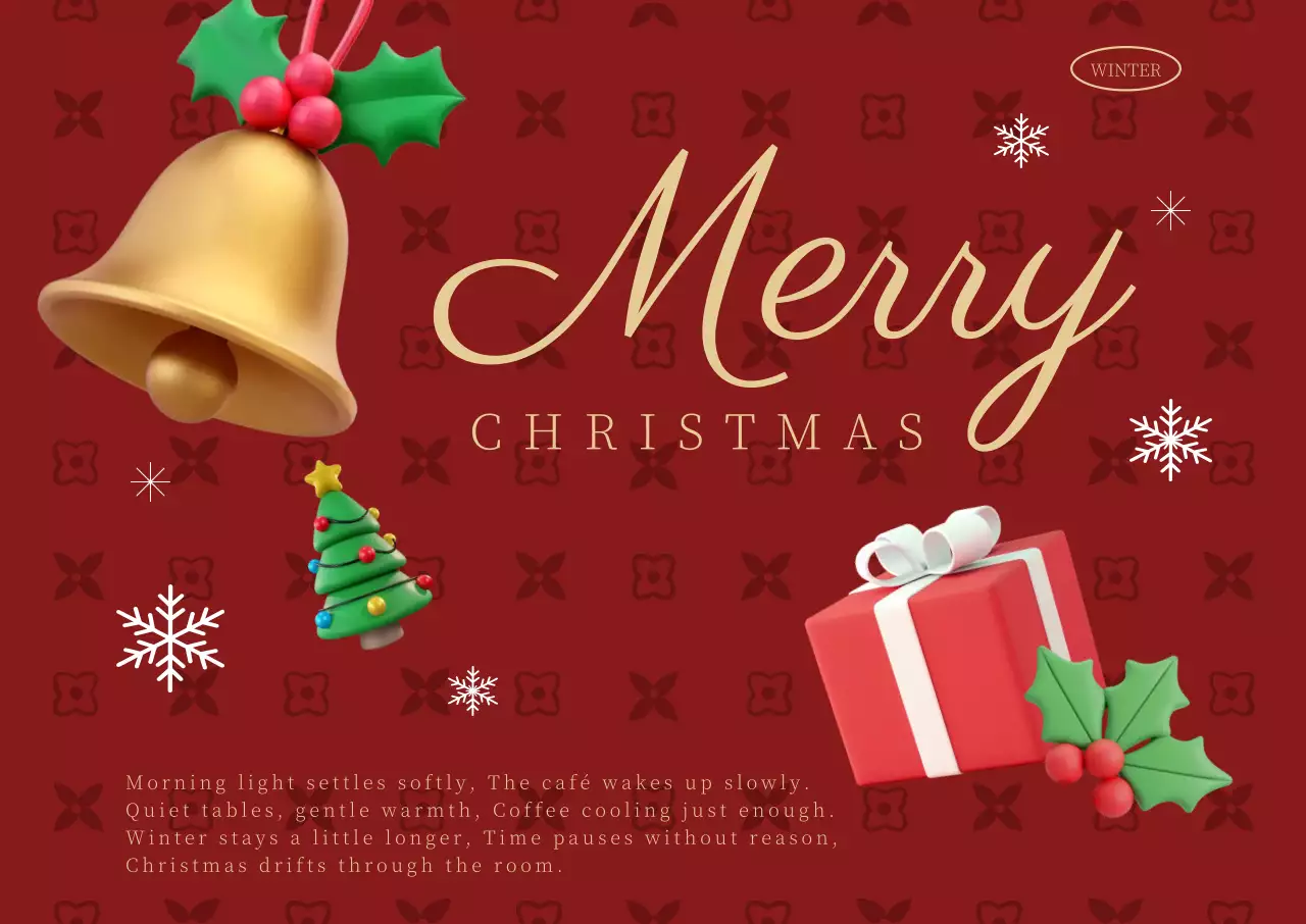 Red Vintage Christmas Postcard