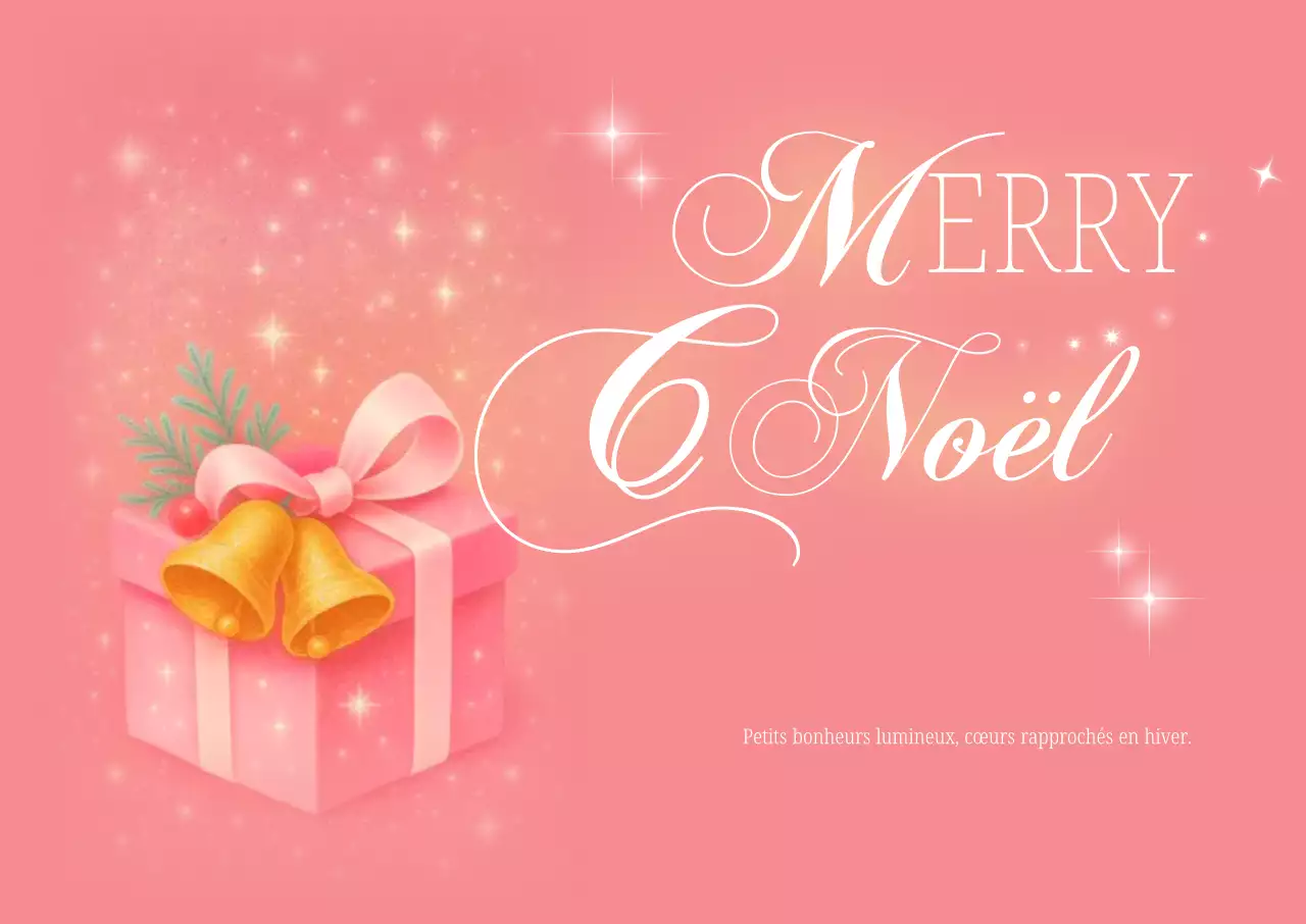 Carte postale de Noël rose mignonne