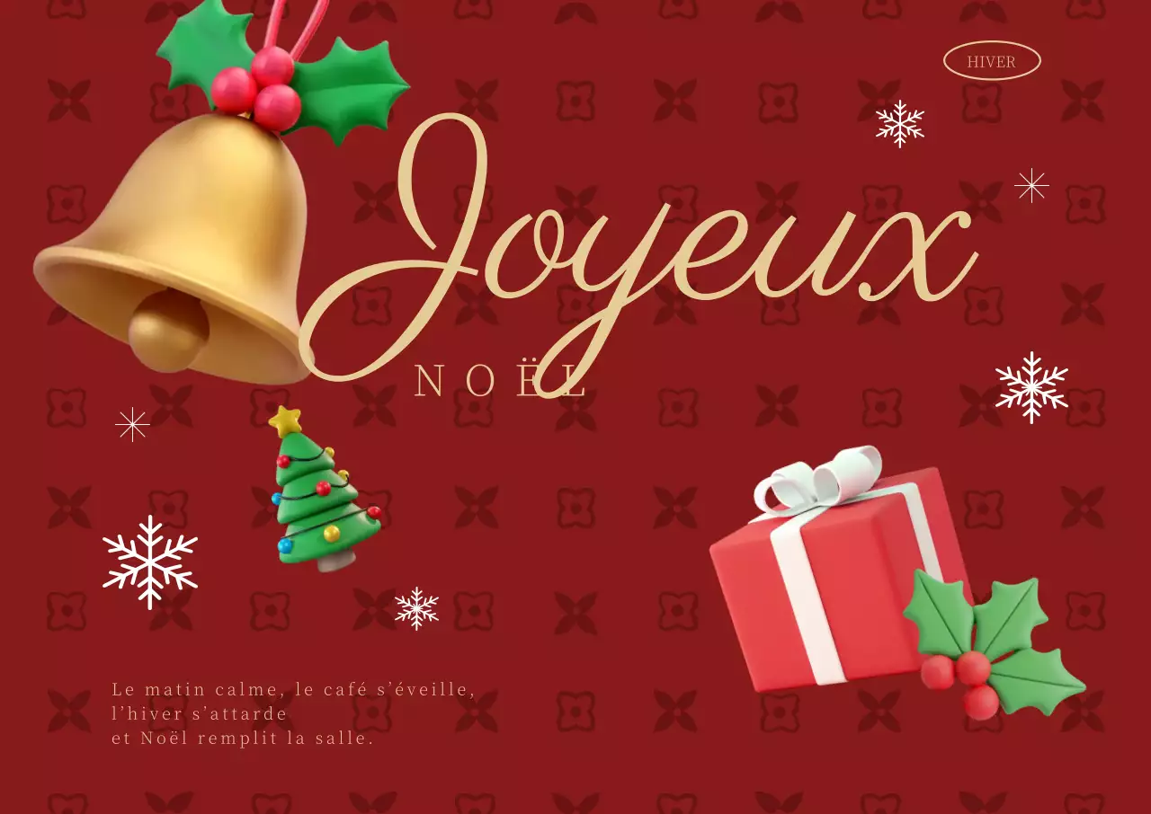 Carte postale de Noël vintage rouge