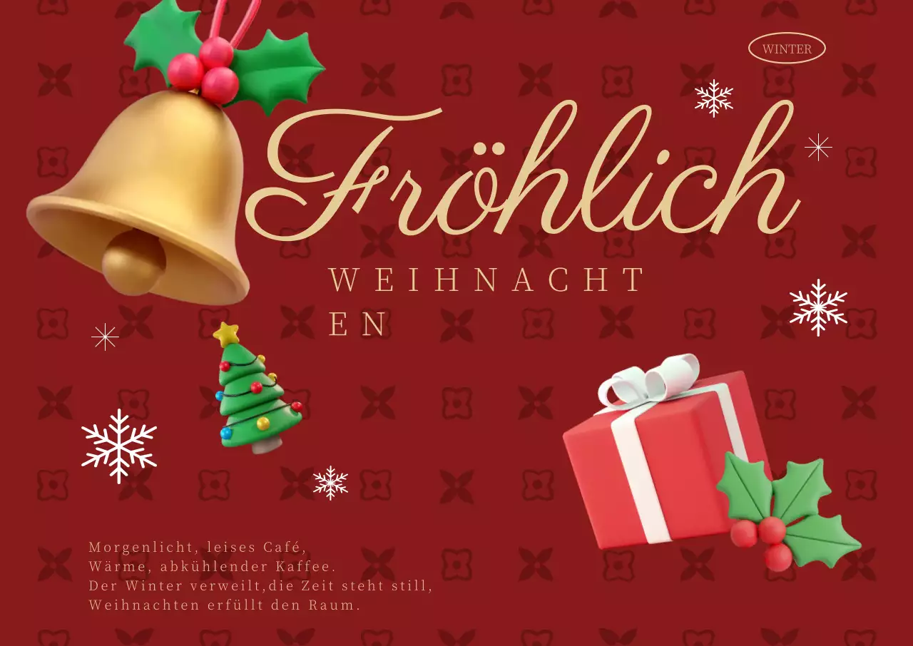 Rote Vintage-Weihnachtspostkarte