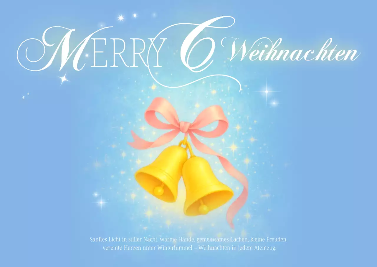 Klassische Weihnachtspostkarte in Himmelblau